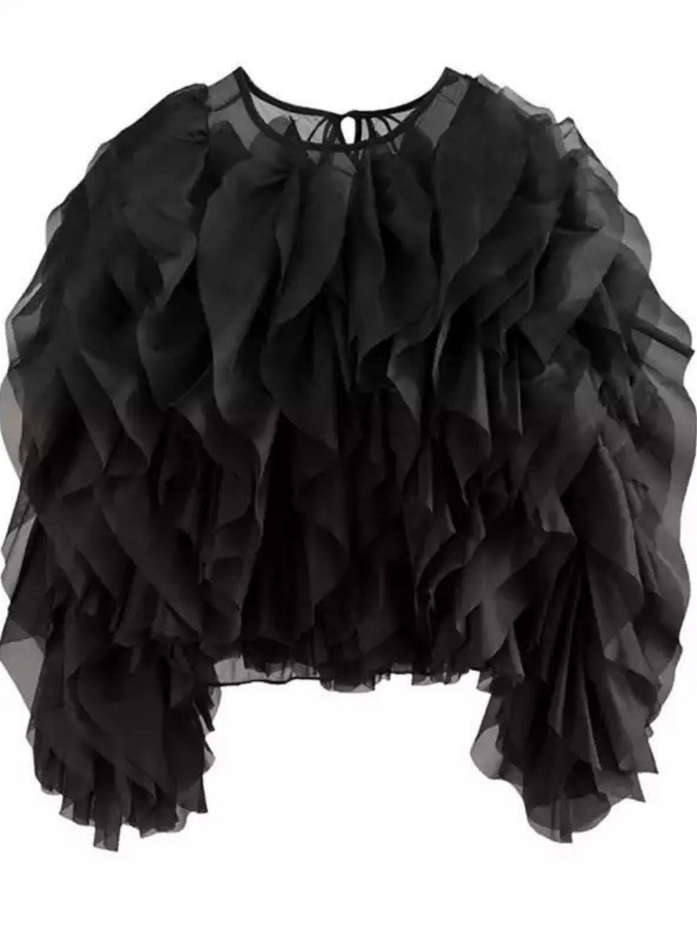 Chic Black Ruffled Layered Shirt
